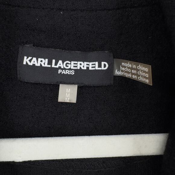 Karl Lagerfeld Paris Wool Tweed Jacket Womens Medium Black Luxury Prep Feminine - Picture 10 of 12